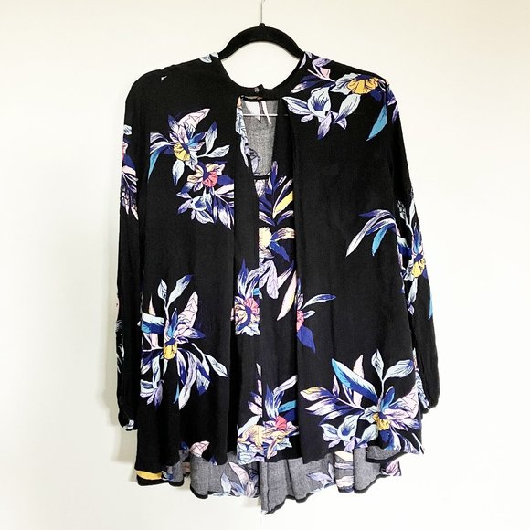 Free people tree swing floral long sleeve tunic size XS - Picture 2 of 8